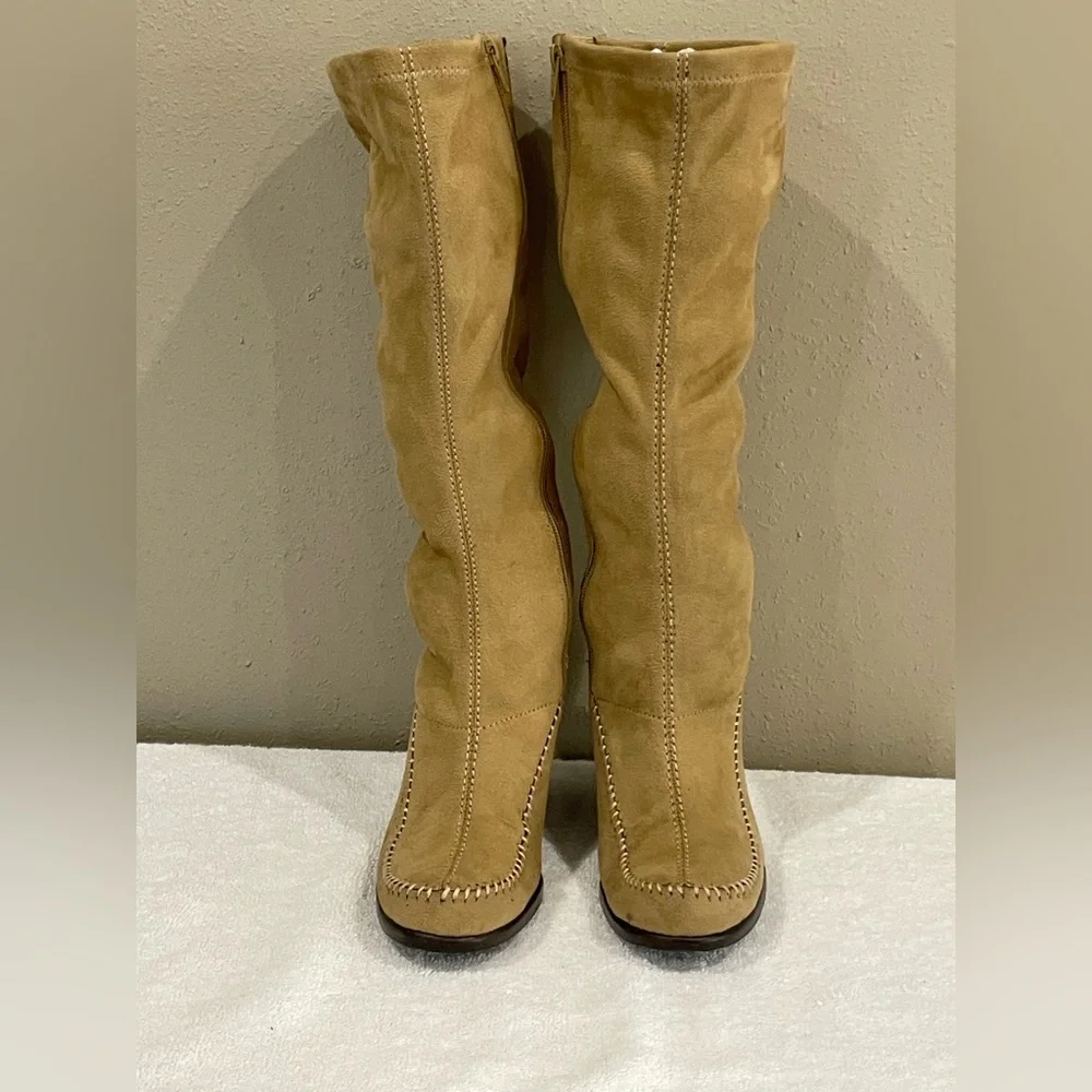 Aerosoles Gather Round Real Suede Knee High Wedge Boot |‎ Color: Tan | Size: 8